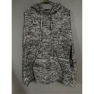 Express Hooded Poncho Mohair Wool Blend Black/White Size S